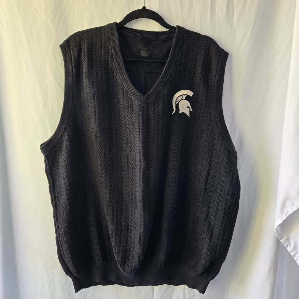Michigan State Spartans Embroidered Cutter & Buck Sweater‎ Vest Mens Black